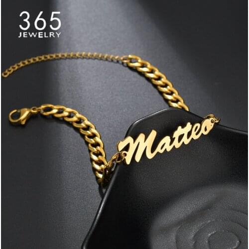 New Fashion Customed NK Chain Stainless Steel Name Bracelet Heart Round Bracelet For Women Girls Drop Shipping Party Gift