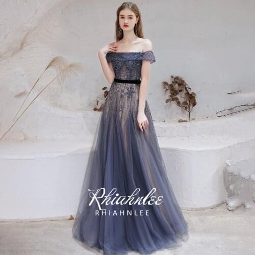 Charming Off The Shoulder Dubai Evening Dresses Sleveless Tulle Beading Sexy Illusion Body A Line Formal Gowns 2021 Rhiahnlee