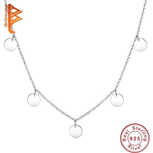 Wholesale 925 Sterling Silver Jewelry Tiny Coin Pendant Necklace For Women Lover Elegant Wedding Birthday Mother’s day Gift