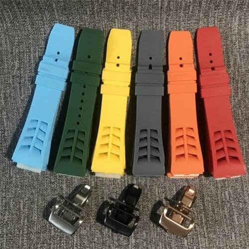 Original quality Imported Nature colorful Silicone Rubber 20mm Watchband For Richard Watch Mille Strap band butterfly buckle