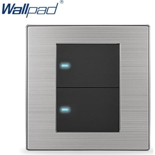Hot Sale 2 Gang 1 Way Wallpad Luxury LED Light Switch Push Button Wall Switches Interruptor Pared 10A AC 110~250V