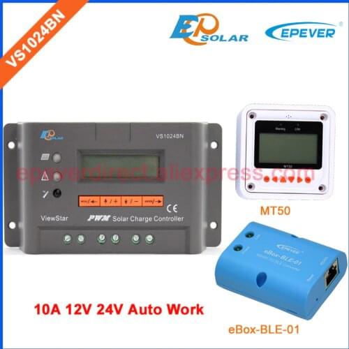 Connect controller BLE BOX for phone APP wireless use VS1024BN 24V 12V 10A 10amp with MT50 remote meter EPEVER charger