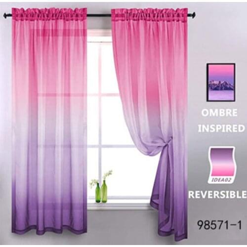 Printing Gradient Sheer Curtain, Pink And Purple Curtain For Living Room And Bedding Room
