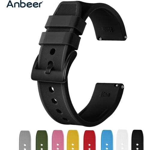 Anbeer Rubber Watchband 18mm 20mm 22mm 24mm White Yellow Red Black Quick Release Sport Dive Silicone Watch Replacement Band