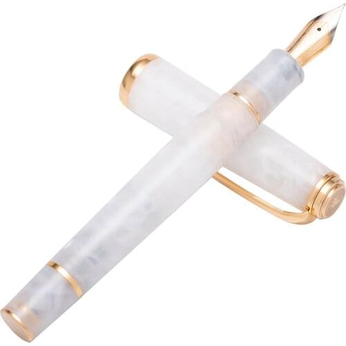 Retro Hongdian N1 Resin Fountain Pen White Nebula Series EF Nib 0.4mm Office Ink Pen with Converter for Writing Business School