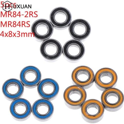 5Pcs MR84RS MR84-2RS 4x8x3mm Rubber Sealed Ball Bearings Black Blue Orange Color ID: 4mm OD: 8mm Thickness: 3mm
