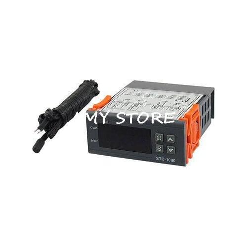 STC-1000 12V 110V 220V LCD Display Microcomputer Temperature Controller Thermostat w Plastic Head NTC Sensor 2M