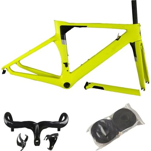 T1100 UD Glossy Yellow Carbon Road Bike Frames Concept Frame Bicycle Frameset + Handlebar + Saddle + Water Bottle Cages C64 V3Rs