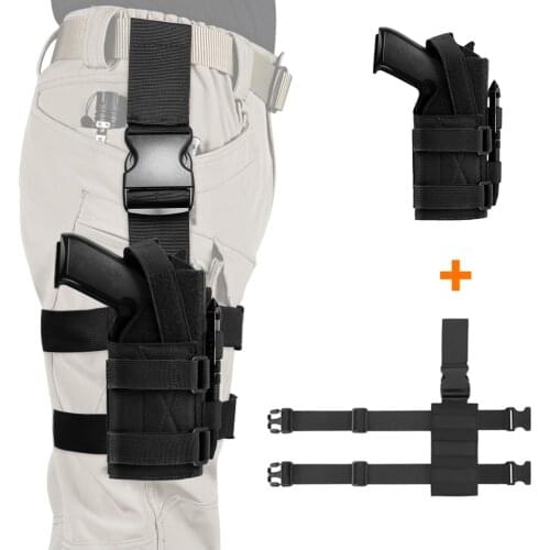 Tactical Molle Drop Leg Platform & Handgun Holster Adjustable Module Leg Gun Pouch Universal Pistol Holster for Left/Right Leg