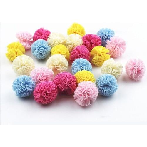 30Pc 25mm Cloth flower ball paste jewelry DIY Craft Supplie Headwear Brooch Crochet Toys Decor Jewelry Accessory Small Caps Gift