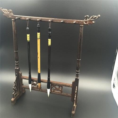 Retro Brush Hanger Bamboo Rack Painting Calligraphy Sumi-e Pen holder Tool 12 Hooks