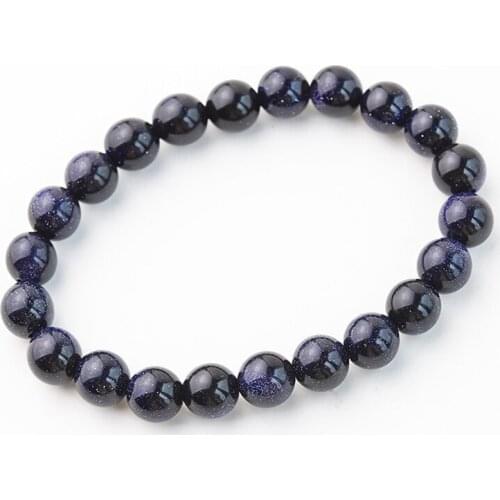 Vintage Strand Bracelets & Bangle Jewelry Natural Sandstone Galaxy Stone Elastic Beads Bracelets Women Unisex Gifts 7.5" B269