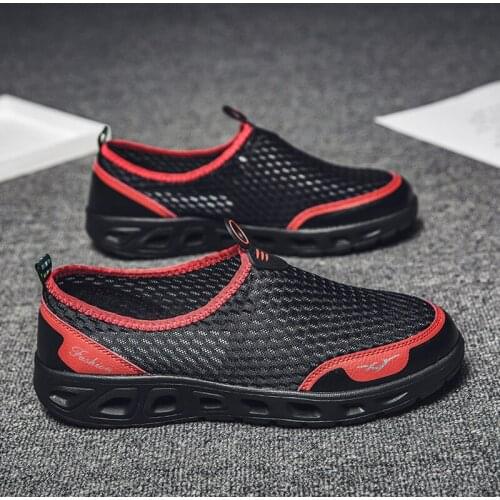 Plus Size Slip on Mesh Fabric Aqua Shoes Men Outdoor Sport Swimming Barefoot Beach Shoes Breathable Sandals Water Shoes