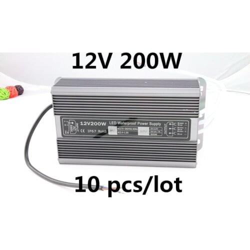 10pcs DC 12V 200W waterproof led driver Access control driver adapter led light transformer 16.7A power charger for leds