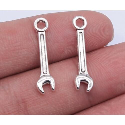 WYSIWYG 20pcs 24x6mm Antique Silver Color Wrench Charms Pendant For Jewelry Making DIY Jewelry Findings