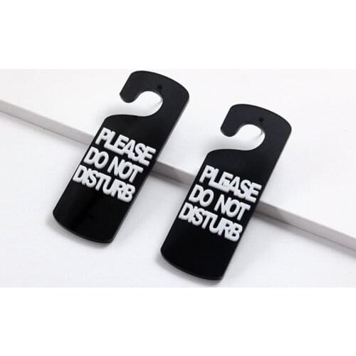 Women Do Not Disturb Acrylic Black Personality Stud Earrings Fashion Jewelry F3MD