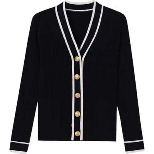 Maisie 2021 Women Sweaters Cardigans Knitted Long Sleeves V-Neck Soild Spring Autumn Elegant High Street England Style Top Mo&C