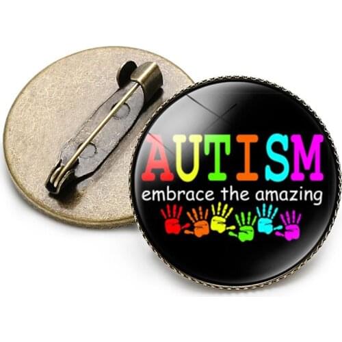 Autism Awareness Badge Brooch Autistic Symbol Handmade Art Epoxy Brooches Children Gifts