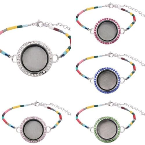 1 Pc Good Quality DIY Rhinestone Magnetic Glass Locket Shell Bracelet