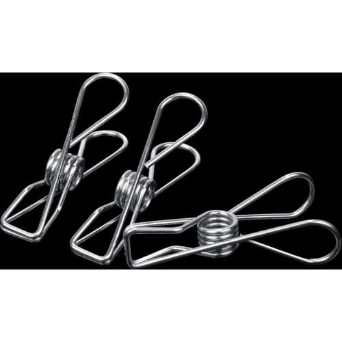 100pcs Stainless Steel Clips Clamps Pins Pegs Holders S/L Multipurpose Hang Pins Washing Line Clothes Sealing Wire Household