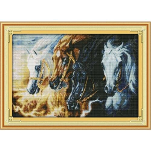 14/16/18/27/28 Galloping steed (2) Counted Cross Stitch Horse Cross Stitch Set Cross-Stitch Kits Embroidery Needlework