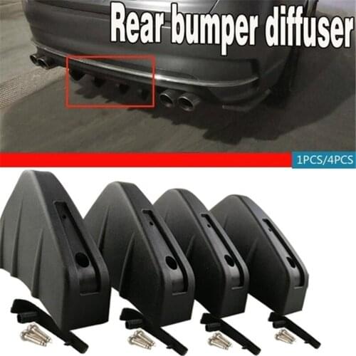 1/4 Pcs Universal Car Rear Bumper Diffuser Shark Fin Spoiler Car Modification Matte Black Carbon Fiber Rear Bumper Lip Accessory