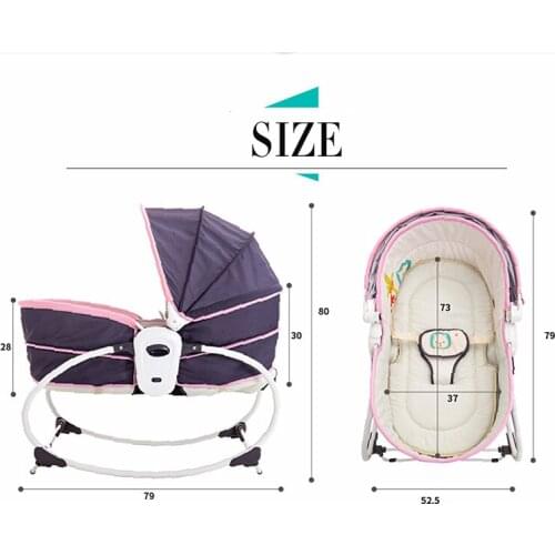 New 5 In 1 Baby Rocking Chair Baby Carrier Crib Bed with Mosquito Net Baby Bed with A Baby Artifact Baby Sleeping Basket