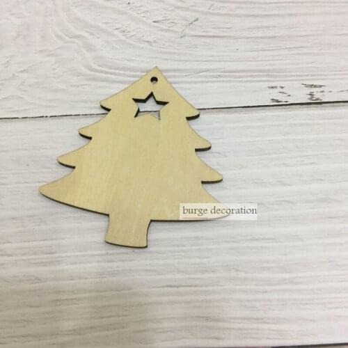 50xUnfinished Wood christmas wood hanging tree decoration home decor christmas ornaments
