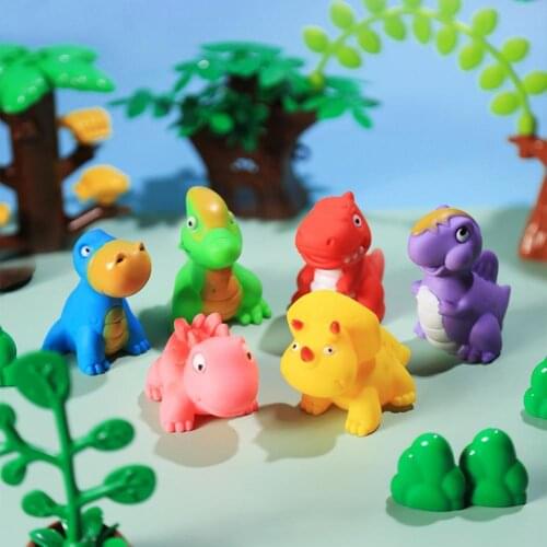 6Pcs Bathtub Toy Cartoon Animal Shape Intellectual Development Adorable Squeeze Dinosaur Shower Bath Toys for Children Gifts