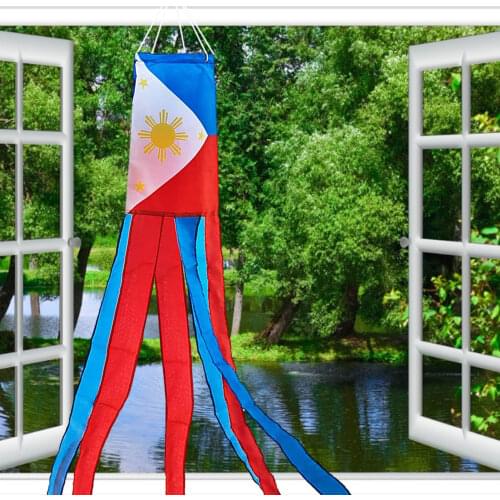 60-inch Philippines Hanging Flag Printing Philippines Flag Windsock Waterproof Anti-Fade Patriotic Decor Promotions Decoration