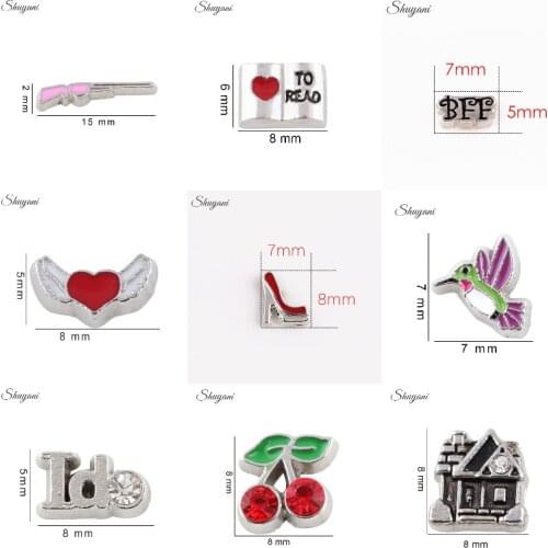 60Pcs/Lot Alloy High Heels Cherry Pigeon Charms Letter I DO Bff Pendant Fit Floating Locket Women Chain Necklaces Jewelry