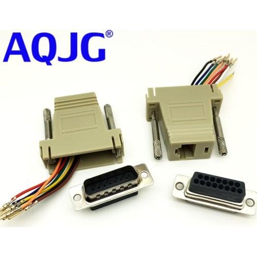 10pcs RS232 DB15 Male Adapter modem adapter DB15 to RJ45 adapter for compatible converter adapter DB15 two row to RJ45 adpater
