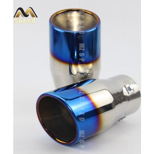 Accessories car Universal exhaust pipe tail throat stainless steel 76mm-101mm blue exhaust pipe muffler decorative tail nozzle