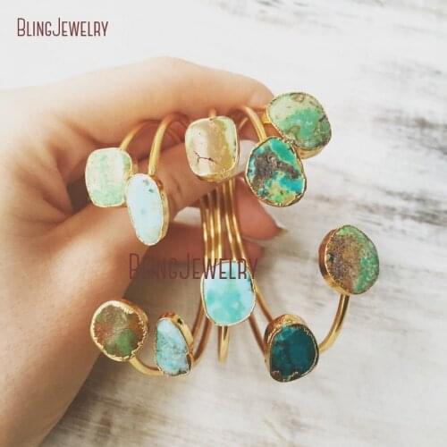 Double Howlite Turquoises Bangle Bracelet BM22754