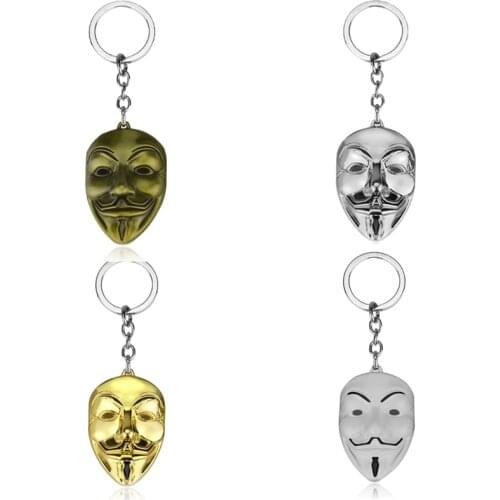 V for Vendetta Movie Keyring Key Chains Anonymous Mask Metal Keychains Car Bag Key Ring Holder For Men Women Chaveiro llaveros