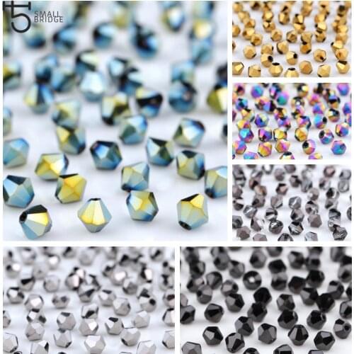 3 4 6mm Austria Faceted Bicone Glass Beads for jewelry making Diy Accessories Crystal Loose Spacer Beads Whalesale Z219