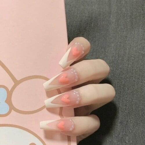 Long Style False Nail Wearing Nail Patch Fake Nails Finished Product Detachable Love Heart Nail Patch