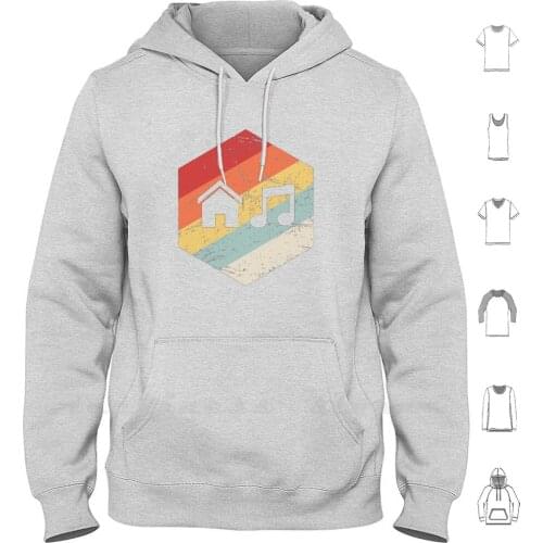 House Music-Vintage Retro Hexagon Hoodie Long Sleeve House House Music Electronic Music French House Chicago House