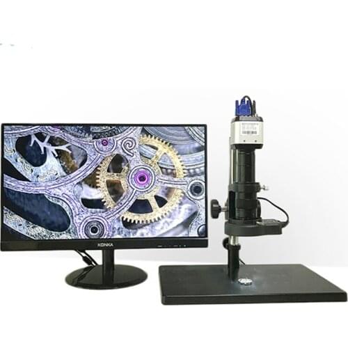 HDMI VGA /22MP HD USB TF Monocular Microscope Digital Camera Lens 56 LED Light Big Workbench Stand Repair Phone Soldering
