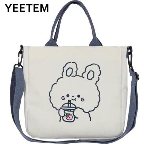 Canvas bag 2021 bear shoulder bag new cute animal pattern small square bag fashion creative single shoulder bag