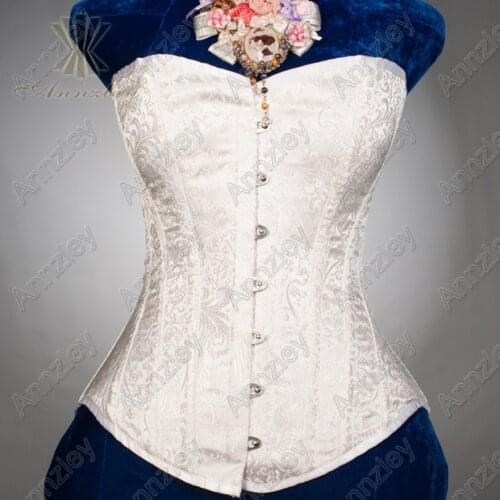 Annzley Corset! White Embroidered Steel Boned Satin Wedding Corset Bustier