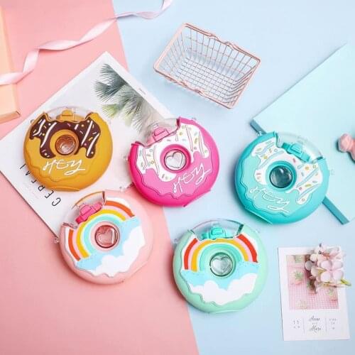 Donut Shape Cup Creative Kids Feeding Cup with Straws Lovely Donuts Shape Water Cups Cartoon Leakproof Outdoor Water Bottle