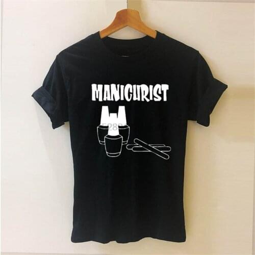Manicurist Nails Paint File Eat Sleep Manicure Printed Humorous T-shirts Summer Short Sleeve Cotton Tops Casual For Lady Girl