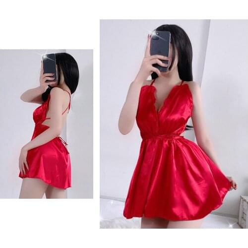 Fashion Summer Ice Silk Multicolor Lady' s Sling Pajamas M L XL XXL Comfortable Nightdress Women' s Sexy Underwear Sleepwear