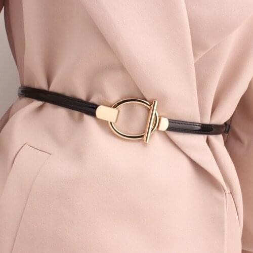 Fashion Waist Belts for Women Round Buckle Metal Buckle Belt Dress Coat Stretch Cummerbund Adult Lady Waistband Skirt Decoration
