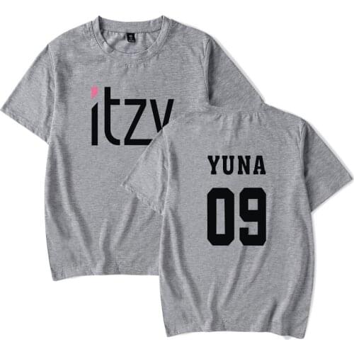 Fashion Men/Women T-Shirt Print ITZY Summer Cool Hip Hop Tees Short Sleeve ITZY YUNA 09 T shirt Men Gray t-shirt XXS-4XL