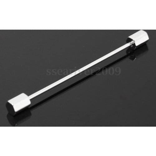 Mens Collar Bar Pin Gold Tone Alloy Barbell Screw On End Men Businesss Suit Accessory