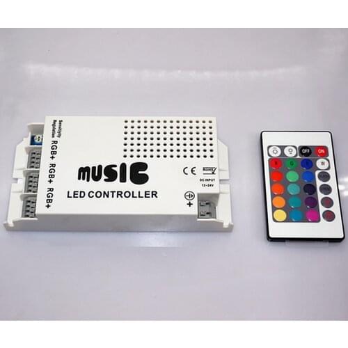 Music Sound LED Controller DC12-24V with 3Channels 9A 24key IR Remote Wireless Controller for 5050 3528 2835 RGB LED Strip Light