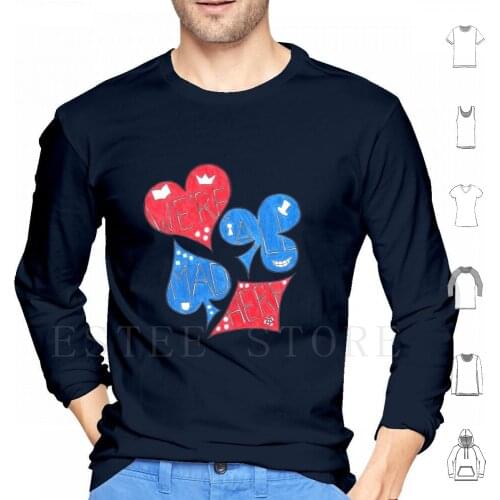 We'Re All Mad Here Hoodies Long Sleeve All Mad Here Alice Lewis Carroll Tim Burton Suits Red Blue Simple Heart Diamond