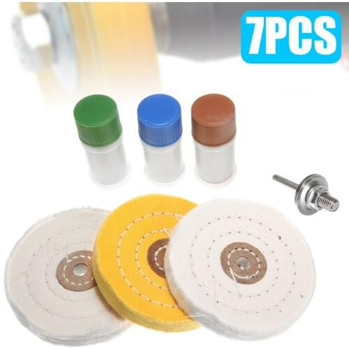 7Pcs Metal Cleaning Polishing Buffing Wheel Kit With Compound Blocks For Drill Grinder Brush For Rotary Abrasive Tools